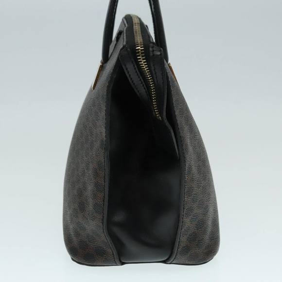 CELINE Macadam Canvas Hand Bag PVC Leather Black Gold Auth 91011 - Picture 3 of 16